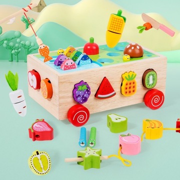 ДЕРЕВЯННАЯ САДОВАЯ ИГРУШКА РАЗВИВАЮЩИЙ КУБ 7 В 1