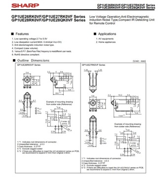 Инфракрасный приемник 38kh gp1ue261rkvf sharp x2