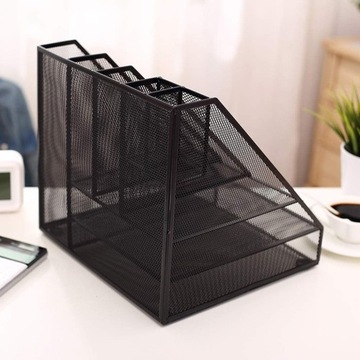 Большой, вместительный настольный органайзер из черной металлической сетки, 8 отделений.