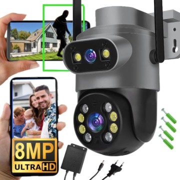 Dvojitá Ip kamera WiFi Smart venkovní otočná audio 8MPx Ultra Hd 4K Sd