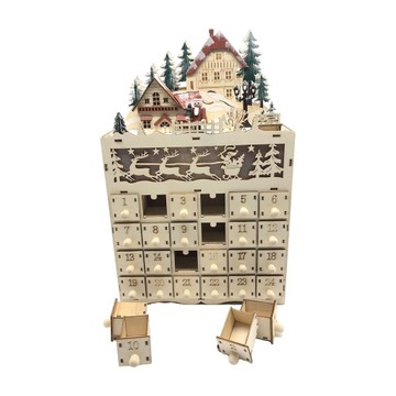 1Pc Christmas Wooden Advent Calendar with LED