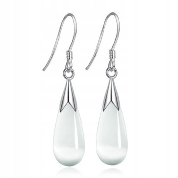 S925 Sterling Silver Opal Ear Hook Silver Earring
