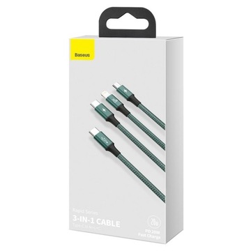 КАБЕЛЬ BASEUS ДЛЯ IPHONE 3IN1 USB TYPE C НА MICRO USB LIGHTNING QC 20 Вт 1,5 М