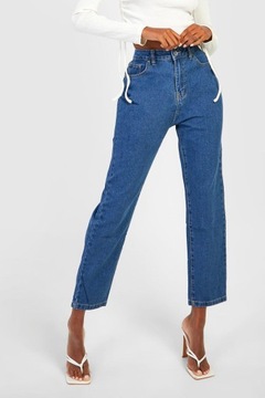 BOOHOO JEANSY SPODNIE JEANSOWE DAMSKIE Z WYSOKIM STANEM MOM JEANS 44