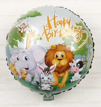 Balon Foliowy Urodzinowy Zwierzęta Happy Birthday