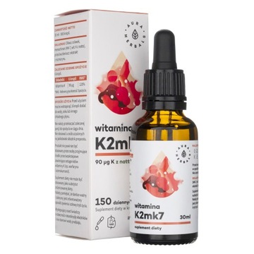 Aura Herbals Witamina K2mk7 w krople 150 porcji