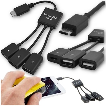 HUB 1x microUSB 2x USB tablet ANDROID OTG myszka micro USB do telefonu