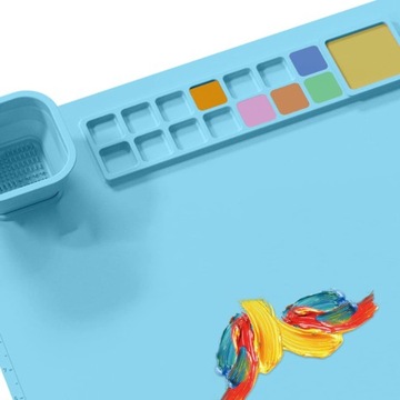 SILIKONOWA MATA PODKŁADKA DO MALOWANIA FARBAMI DLA DZIECI ZESTAW