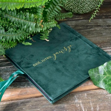 Гостевая книга СВАДЬБА бутылочная зеленая свадебная бархатная