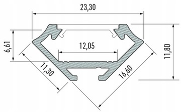 Listwa LED CZARNA Ośw. PODSZAFKOWE 150cm NAROŻNE