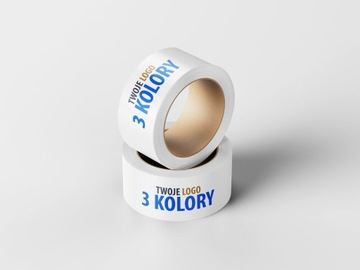 Taśma z LOGO 48mm/60m kauczuk nadruk wielokolorowy