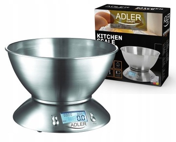 WAGA KUCHENNA Z MISĄ INOX 5KG TARA LCD AD3134