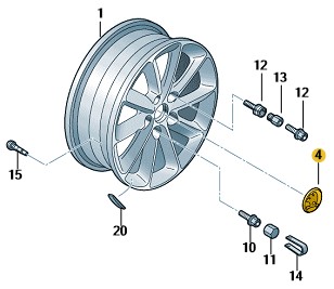 4x DEKIELEK ALUFELGI SKODA 5E0601151FOD 56MM