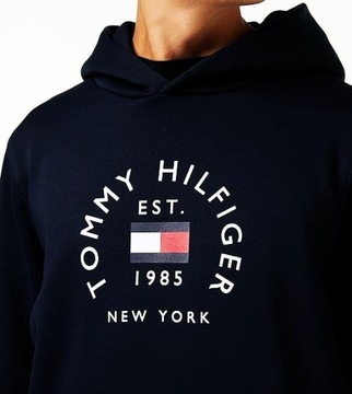 TOMMY HILFIGER BLUZA MĘSKA CZARNA FLAG ARCH HOODIE NA PREZENT / M