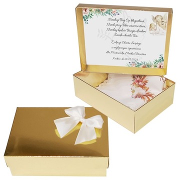 БЕЛАЯ КРЕСТАЛЬНАЯ ХАНИЦА для мальчика, девочки, КРЕЩЕНИЕ, ИМЯ, коробка