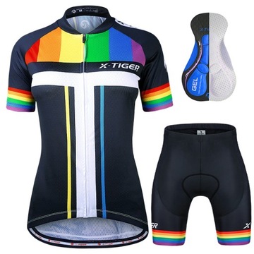 STRÓJ ROWEROWY DAMSKI SPODENKI KOSZULKA PRIDE LGBT
