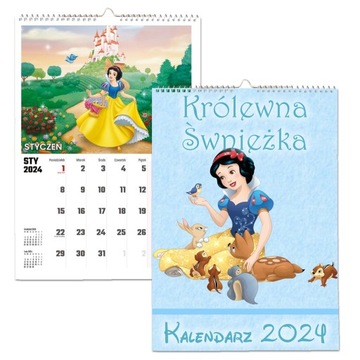 KALENDARZ ŚCIENNY NA ROK 2024 KRÓLEWNA ŚNIEŻKA WIELOPLANSZOWY A3