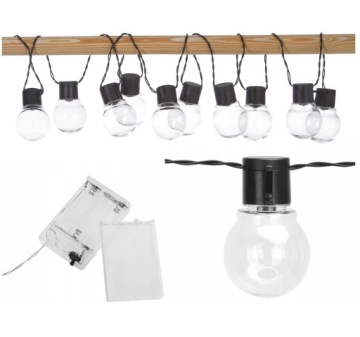 GIRLANDA ŚWIETLNA KULE LAMPKI NA BATERIE 8 x LED ŻARÓWKI PRZEŹROCZYSTE 2,8m