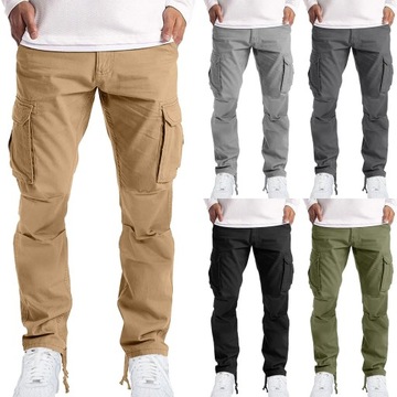 Men Cargo Pants straight Pants Casual Trousers Cot