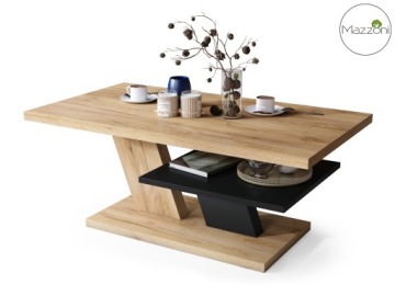 CLIFF Craft Дуб Золотой/Черный - СТОЛ-СКАМЬЯ С ПОЛКОЙ