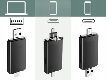 КАРТРИДЕР 5 в 1 SD MicroSD USB TYPE-C MicroUSB OTG