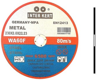 ЩИТИТЕЛЬНЫЕ ДИСКИ ДЛЯ РЕЗКИ МЕТАЛЛА СТАЛИ INTERKERT INTER-KERT 230x2,0