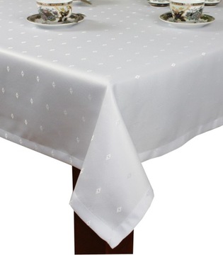 Obrus biały plamoodporny Żakard 140x280cm świąteczny