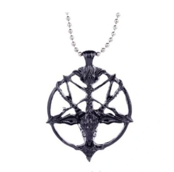 Naszyjnik rockowy punk czarny pentagram kozioł N016
