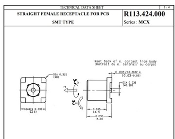 MCX 50 Ом SMD-разъем с кабелем