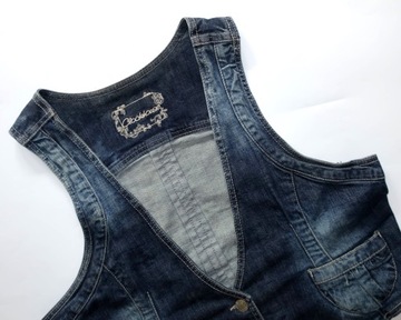 C&A 50/52 KAMIZELKA JEANSOWA JEANS KRÓTKA DOPASOWANA ASYMETRYCZNA