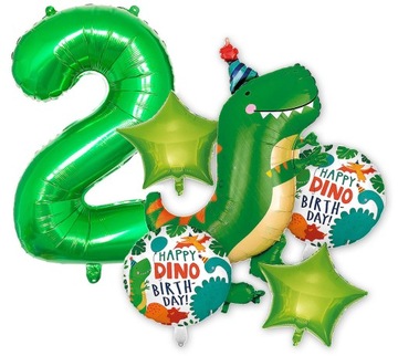 BALON FOLIOWY CYFRA 2 DWA DINOZAUR DRUGIE URODZINY BALONY HEL DWÓJKA
