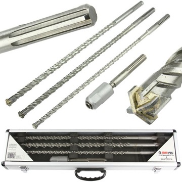 ZESTAW WIERTEŁ SDS-MAX 4PCS 3 wiertła + adapter