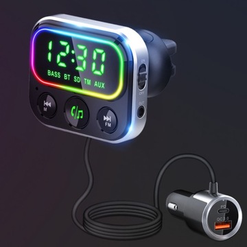 FM-ПЕРЕДАТЧИК BLUETOOTH ЗАРЯДНОЕ УСТРОЙСТВО USB-C USB-C Светодиодный индикатор контроля качества PD HANDSFREE