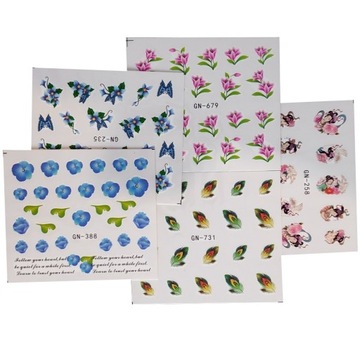 Водные наклейки для украшения ногтей, набор из 5 шт.