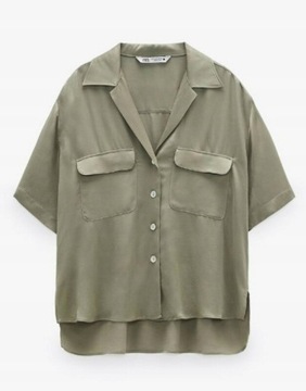 Zara satynowa koszula khaki 42 XL