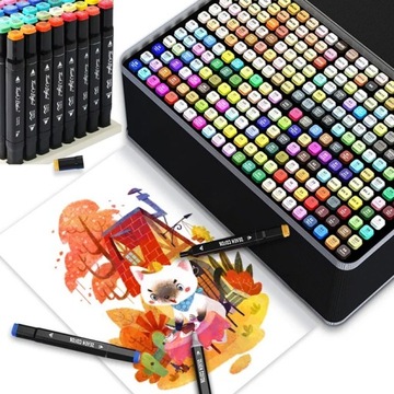 АЛКОГОЛЬНЫЕ МАРКЕРЫ 120 шт. НАБОР ДВУСТОРОННИХ МАРКЕРОВ PRO + СУМКА