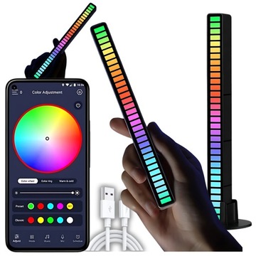 LAMPKA BIURKOWA LED RYTM MUZYKI RGB GAMINGOWA APLIKACJA BLUETOOTH KOLOROWA