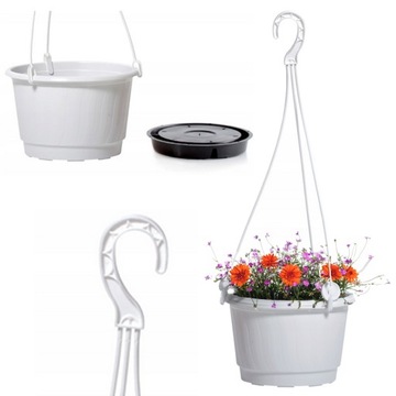 DONICZKA DONICA WISZĄCA Ø 21 cm BIAŁA Z rantem OKRĄGŁA Z HAKIEM 3,2L