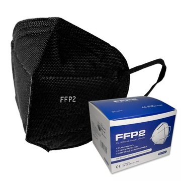 50x Polska Maseczka Maska FFP2 Czarna KN95 95% CE