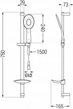MEXEN DB73 ДУШЕВОЙ НАБОР, РЕЙКА, ХРОМИРОВАННАЯ РУЧКА