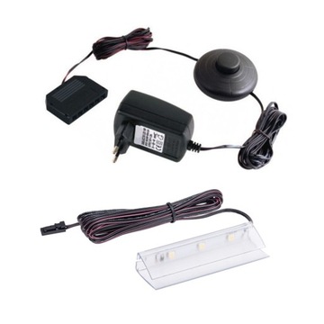 Zestaw 1x Klips LED PVC do Szklanych Półek Szyb Witryn 12V DC Czerwony
