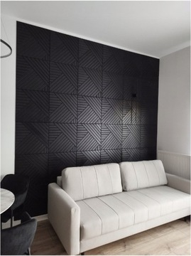 Rombis- panel ścienny drewniany 3D Czarny-Lewy Nowoczesne Lamele Dekoracja