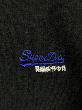 SuperDry Sweter Męski Czarny Logo Unikat Klasyk M
