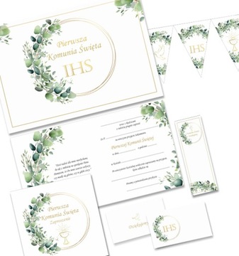 PLAKAT PAPIEROWY KOMUNIJNY PIERWSZA KOMUNIA KIELICH ZŁOTY 68X48