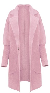 ПАЛЬТО АЛЬПАКА, ШЕРСТЯНОЙ ВОРОТНИК, ПОРОШКОВЫЙ РОЗОВЫЙ