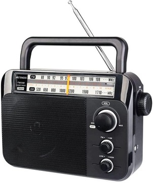 Radio sieciowo-bateryjne AM FM Retekess TR604 czarny