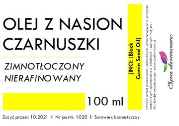 OLEJ Z NASION CZARNUSZKI nierafinowany tłoczony na zimno pipetą100ml