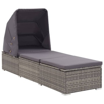 Gattan PE Grey Deckchair с крышей и подушкой