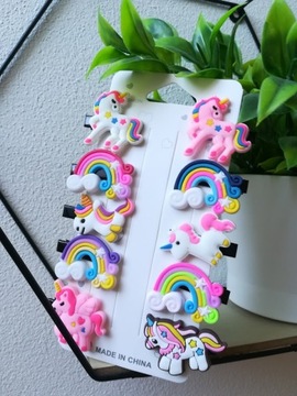 SPINKI do włosów JEDNOROŻEC klamry ozdoby zestaw 10 sztuk PREZENT