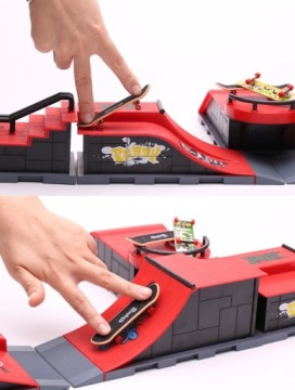 ZESTAW FINGERBOARD SKATEPARK 6w1 DZIECI 6 RAMP + 6 DESKOROLEK + PODSTAWKA